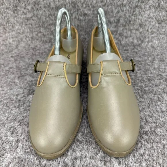 ✅ Womens 6.5M Softspots Comfort Shoes Gray/Tan Leather Mary Jane Casual Flats - Picture 4 of 12